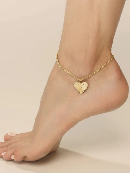 Heart pendant anklet
